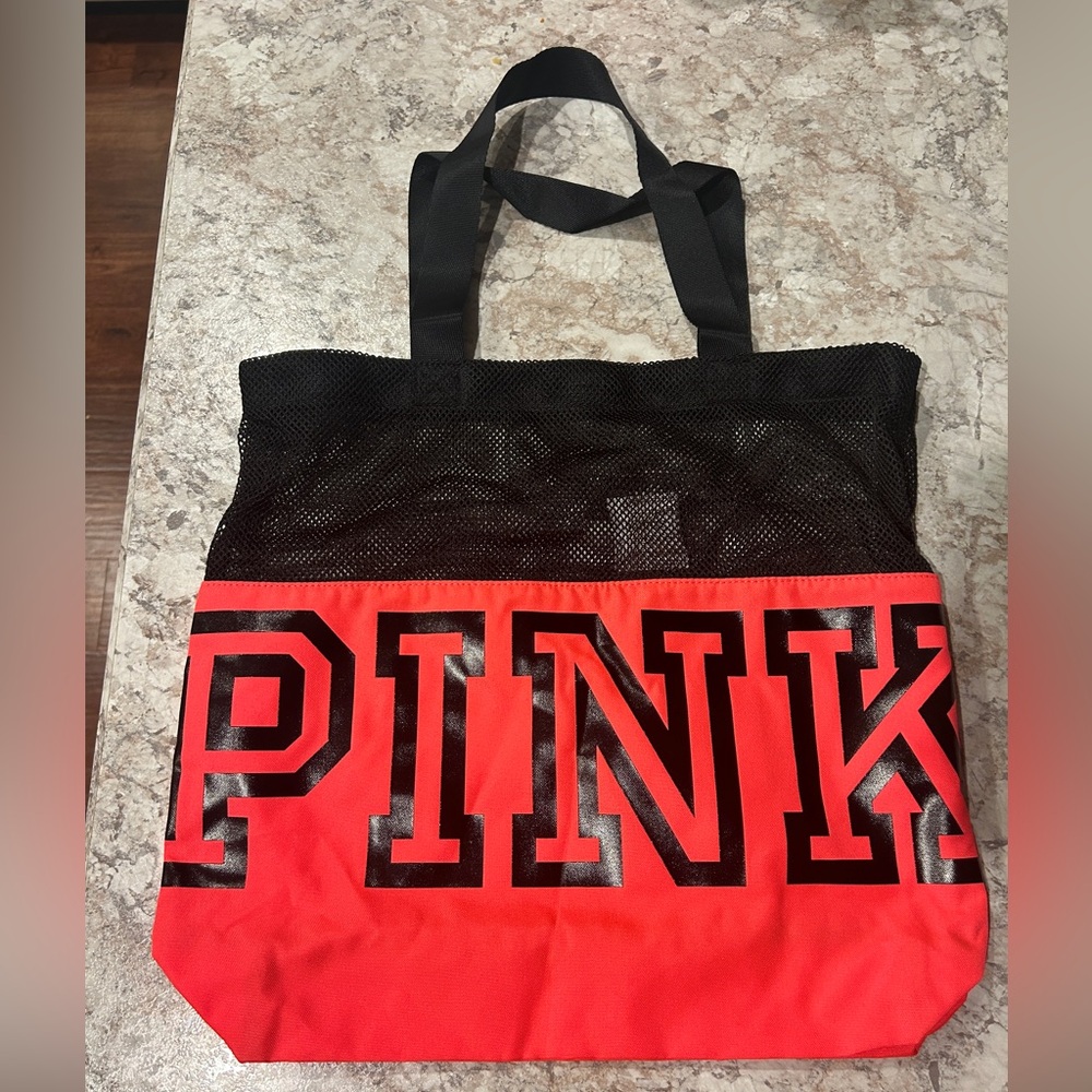 VS PINK MESH TOTE BAG NWOT Neon Pink Orange